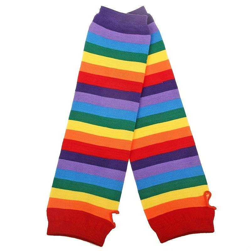 Amari | Rainbow Striped Half-Finger Arm Sleeves