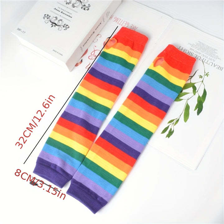 Amari | Rainbow Striped Half-Finger Arm Sleeves